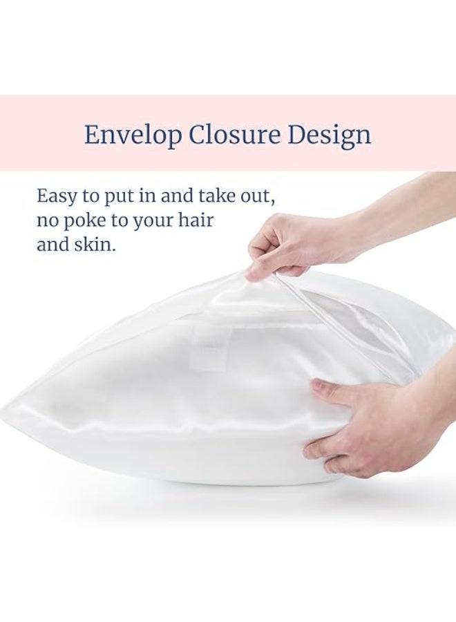 Satin Pillowcase for Hair and Skin, Super Soft and Cooling Similar to Silk Pillow Cases 2 Pack with Envelope Closure, Gift for Women Men20 x 26 Standard Size, White - Image 2